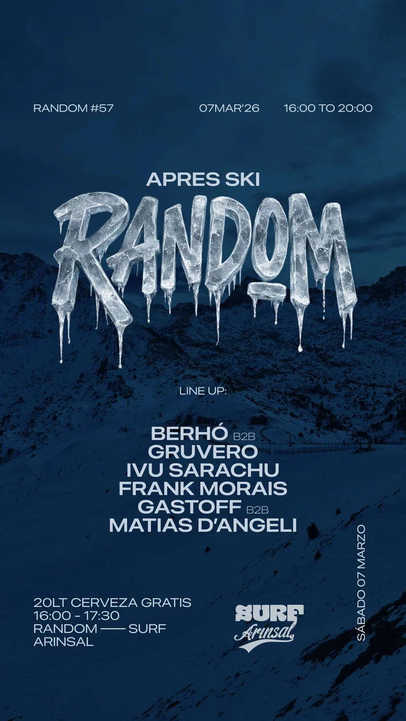 Flyer oficial de RANDOM #57, Apres Ski en Surf Arinsal