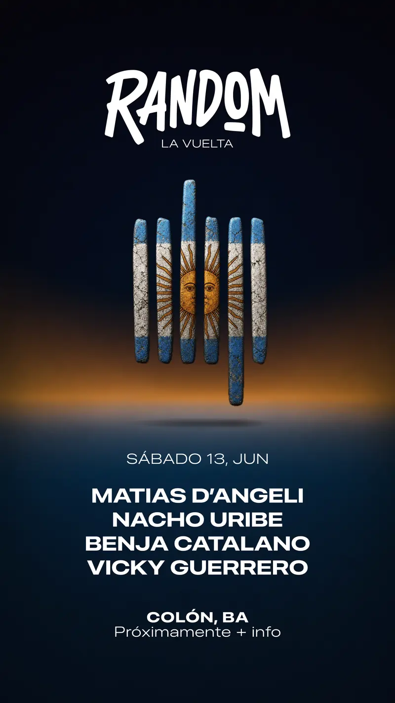 Flyer oficial de RANDOM #64, La Vuelta en Colón, Buenos Aires