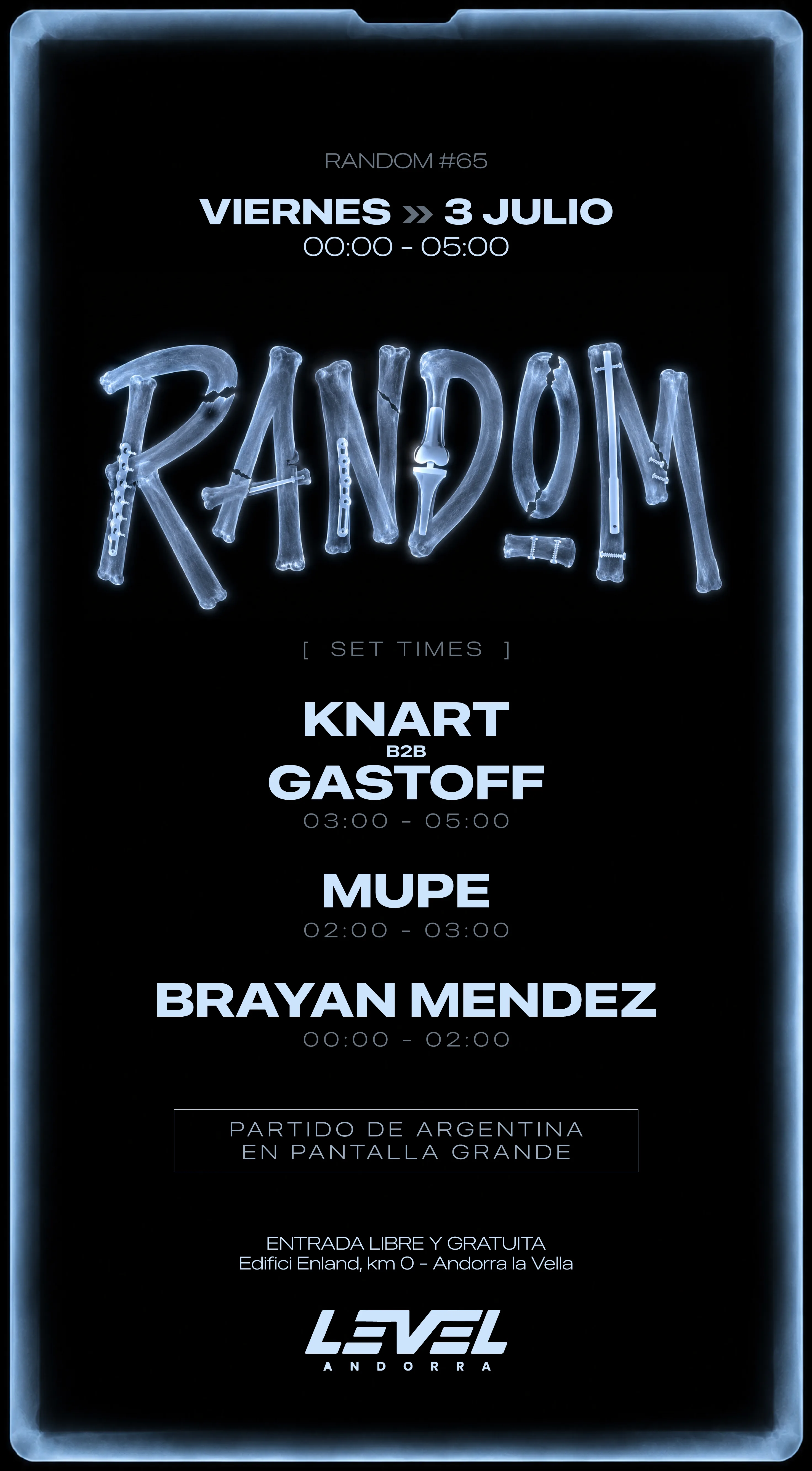Flyer con set times de RANDOM #65